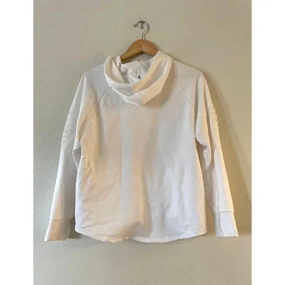 Puma Women's Full-Zip Hoodie Sweatshirt Large White Logo Pintuck Raglan Sleeve - Picture 3 of 10